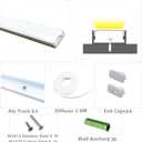 LED Strip Pre-Drilled U Channel Diffuser 6-Pack 3.28FT,Surface Mounted Tape Light Aluminum Track with Continuous Silicone Cover. Flush Installed Low Profile (Silver, 6X3.3FT)