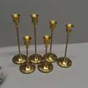 Gold Candlestick Holders Set of 6, Weighted, Metal Taper Candle Stick Holders, Vintage Christmas Brass Home Decor for Table, Mantel, Room Decorations Housewarming Gift Gold-6