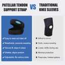 2 x Knee Brace Patellar Tendon Support Strap for Women, Knee Pain Relief Adjustable Neoprene Knee Strap for Fitness, Excercise (Black, Large)