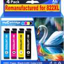for 822XL Ink Cartridges Combo Pack Remanufactured Replacement for Epson 822XL Ink Cartridges for 822XL Printer Ink Epson use with WF-3820 Workforce Pro WF-4820 WF-3820 WF-4820 822 (Pack of 4)