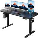 HUANUO 55" x 24" Electric Standing Desk Adjustable Height, 4 Memory Height Settings, Headphone Hook, Cable Manager, Sit Stand Up Desk for Home Office & Computer Workstation, Black