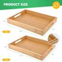 Bamboo Dinner Food Trays for Eating On Couch Party Platters for Serving Food Decorative Tray for Kitchen Counter Rectangle(16.5" Lx11.6''W and 15.5''Lx10.6''W)