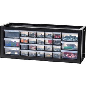 IRIS USA Plastic Storage Drawers, Made in USA, 26-Drawer Organizer Cabinet, Stackable Teacher Toolbox for Crafts, Stickers, Crayons, Markers, Beads, Hardware, Building Bricks, Garage Storage Black