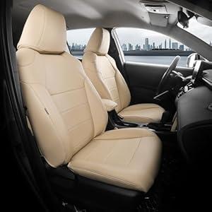 FREESOO for Toyota Corolla Cross Seat Covers L LE XLE 2021 2022 2023 2024 2025, Custom Car Seat Covers Full Set, Luxury Leather Seat Covers for SUV, Waterproof Car Seat Cover, Beige Not for Hybrid