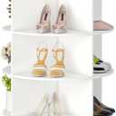7 Tier Rotating Shoe Rack Tower, Easily Assembled Lazy Susan Shoe Organizer, 360 Spinning Shoe Rack Circular Storage, Multi-Purpose Rotating Storage Tower, White (65 inch)