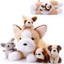 Skylety 5 Pcs Dog Stuffed Animal Puppy Stuffed with Babies Inside 1 Big Mommy with 4 Mini Baby Cute Soft Toy for Children Birthday Party Adopt a Puppy Favor(Classic Style)