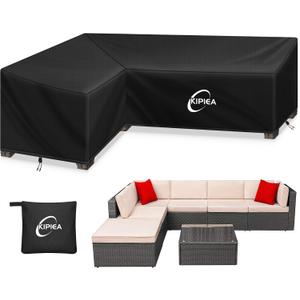 Kipiea Patio L-Shaped Sectional Sofa Cover, 420D Heavy-Duty Oxford Fabric Outdoor Sectional Cover with 6 Windproof Buckles, No Tears Anti UV No Fading (Left Facing, 83" x 104" L x 33.5" D x 31" H)