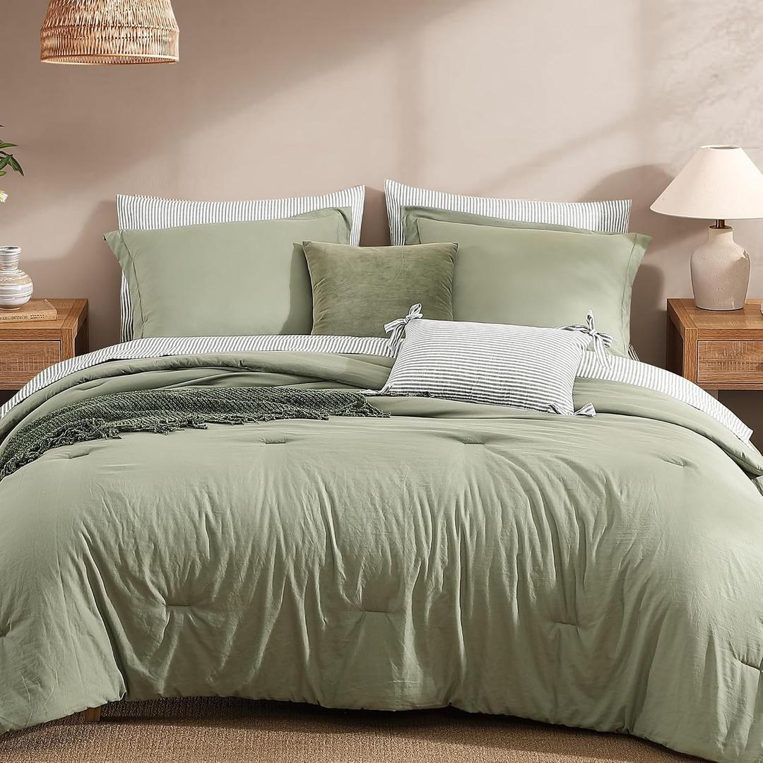 Super King Plus Comforter Set - 7 Pieces Soft Bed in a Bag King Bedding Set