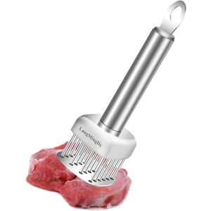 18/10 Stainless Steel Meat Tenderizer Tool, 24 Sharp Needles for Tenderizing Steak Chicken Pork Veal Barbecue Marinating