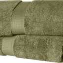 Superior Egyptian Cotton Pile Bath Towel Set of 2, Ultra Soft Luxury Towels, Thick Plush Essentials, Absorbent Heavyweight, Guest Bath, Hotel, Spa, Home Bathroom, Shower Basics, Forest Green