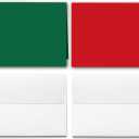 Blank Christmas Greeting Cards - Holiday Red and Green 5" x 7" Half Folding Cards with White Envelopes - Makes 50 Sets