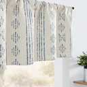 jinchan Boho Valance 95% Blackout Curtain for Kitchen Living Room Farmhouse Valance Room Darkening Bedroom Window Treatment Privacy Thermal Insulated Drape Rod Pocket 1 Panel 16 Inch Blue on Beige