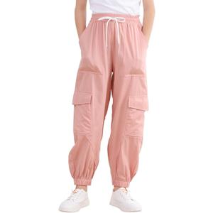 Girls Cargo Pants Baggy Joggers Lightweight Elastic Waist Drawstring with Pockets Casual Travel Hiking Streetwear 9-10