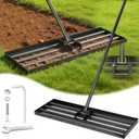 Lawn Leveling Rake for Soil,30x10 in Head,74 in Adjustable Handle