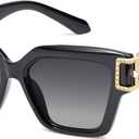 SOJOS Luxury Trendy Square Sunglasses for Women Designer Shades UV400 protection Lenses SJ2277, All Black