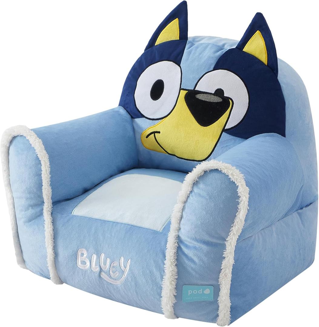 Idea Nuova Bluey Figural Soft and Comfortable Structured Bean Bag Sofa Chair for Kids with Armrests,Ages 3+