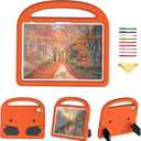 Kids Case for iPad (A16) 11th Generation 11 inch 2025/iPad 10th Generation 10.9 inch 2022 with Kickstand/Handle Soft EVA Foam Heavy Duty Shockproof Lighweight Girl Boy Cover, Orange