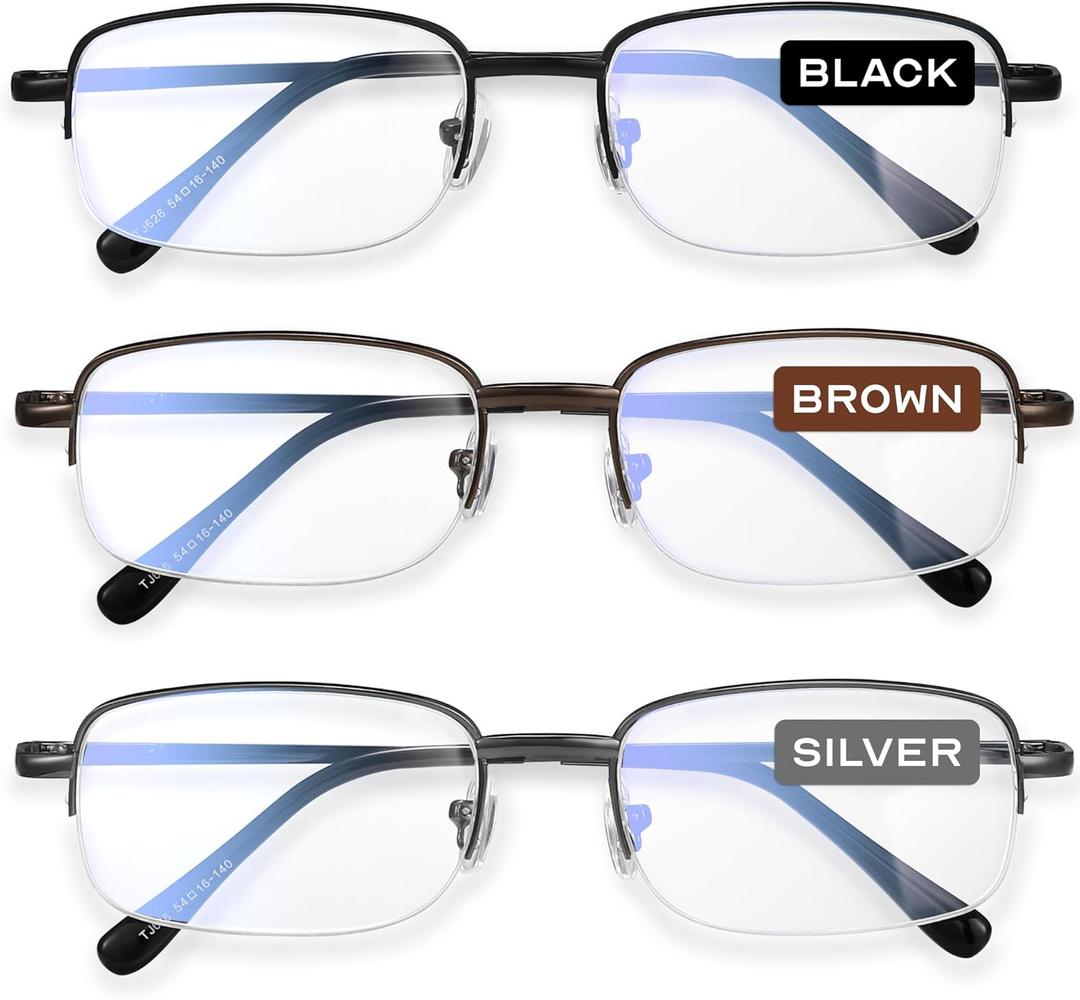 NOVIVON 2.0 Metal Reading Glasses Men - Durable Readers with Blue Light Filtering - Clear Vision (Black/Grey/Brown)