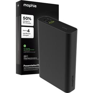 Mophie Powerstation Pro 20,000mAh Power Bank (Gen 3)  Ultra-Fast USB-C PD, 45W Output, Charges 3 Devices, Up to 4 Phone Charges, LED Indicator, Premium Anodized Aluminum Body, Black
