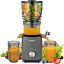 Pukomc Cold Press Juicer, 5.8-inch wide feed chute for whole fruits and vegetables - 1.8L Capacity 300W Cold Press Juicer with slow grinding juicing, includes cleaning brush and juicing cup, grey