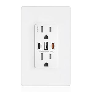 USB Wall Outlet, 65W GaN USB Outlet Receptacles with 3 USB Ports,15 Amp Tamper-Resistant Electrical Outlet with 1 Type A&2 Type C,Screwless Wall Plate Included,UL Listed