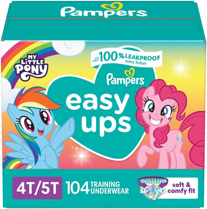 Pampers Training Pants - Easy Ups Girls & Boys - Size 4T-5T, 104 Count, My Little Pony Potty Underwear (Packaging May Vary)