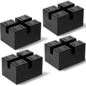 4 Pack Pinch-Weld Blocks, Solid Rubber Auto Lift Jack Stand Pad, Weld Frame Guide Rail Protector Blocks for Car Lifts, Jacks and Racks, 3 Ton Loading Capacity, 4" x 3" x 2-2/5"
