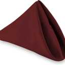 Lann's Linens - 1 Dozen 20" Oversized Cloth Dinner Table Napkins - Machine Washable Restaurant/Wedding/Hotel Polyester Fabric - Burgundy