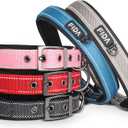 Fida Heavy Duty Dog Collar, Ultra Comfortable Soft Neoprene Padded, Adjustable Reflective Nylon Pet Collar with Durable Metal Belt Buckle for Large Breeds (L, Red)