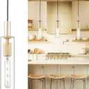 AUTELO 1-Light Pendant Lights Kitchen Island - Gold Pendant Light Fixtures, Vintage Hanging Lamp in Metal Finish with Clear Linear Glass, Kitchen Pendant Lighting over Island for Dining Room, H3875 BG, Light Wood