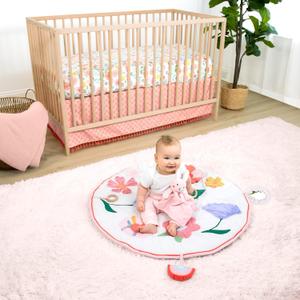 The Peanutshell Nursery Bundle: Crib Sheet & Floral Baby Tummy Time Mat & Nursery Decor & Plush Rabbit Security Blanket Play Toy
