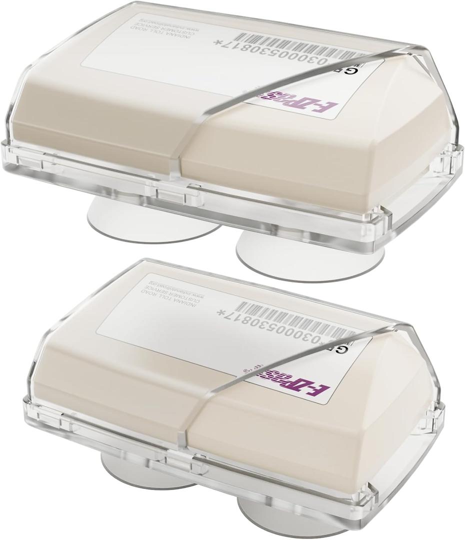 2 x 2 Pack EZ Pass Holder for Windshield. Ezpass with Strong Suction Cups. Toll Pass Transponder iPass Holder. (2, 3.7 x 1.9 inches)