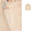 Sleeping Bag Liner Camping Adult Sleep Sack Lightweight Travel Sheet for Hotel Bed Compact Ultralight Essential Cleaning Supplies Kit Travel Bedding Set for Backpacking, Sand