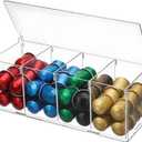 Acrylic Coffee Pod Holder with Lid for 24 Kcup, Clear Coffee Capsule Storage Organizer,4 Compartments Coffee Bar Station Organizer Compatible with Pod,