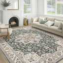 Vintage Living Room Area Rug 10x12 - Large Soft Washable Oriental Traditional Distressed Farmhouse Rugs for Bedroom - Indoor Floor Accent Carpet for Home Office House Decor - Vintage Green