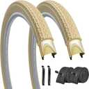 SIMEIQI 1 or 2 Pack 26"x2.125" Cruiser Beach Bike Tires Cream Color with or Without Inner Tubes 26"x1.75"/2.125" Replacement Folding Bicycle Tires for City Commuter Urban Pavement