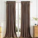 PRIMROSE Brown Velvet Room Darkening Curtains 108 inches Long for Living Room,Blackout Thermal Insulated Window Drapes for Bedroom Solid Modern Decorative Rod Pocket Curtain Set of 2 Panels