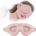 YIVIEW Sleep Mask for Side Sleeper, Complete Light Blocking 3D Pink Sleeping Eye Mask, Soft Breathable Eye Cover for Women Men, Relaxing Zero Pressure Night Blindfold