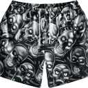 MECH-ENG Men's Graphic Print Mesh Athletic Shorts Basketball Streetwear Lightweight Drawstring Shorts with Pockets (S)