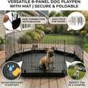 PJYuCien Dog Playpen with Bottom Pad - Metal Foldable Exercise Pen, 8 Panels 30" H x 24" W Indoor Outdoor Pet Fence Puppy Crate Kennel, Black
