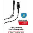 ZGear 10 Foot Braided Sync & Charge Cable - White/Black