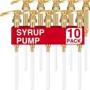 VOISEN Coffee Syrup Pumps, 10 Pack Gold Syrup Pump, Skinny Syrup Pump for 750ml 25.4oz Syrup Bottle, Syrup Pump Dispenser for Kitchen Dinning Coffee Bar Drinking Mixes,Davinci,Jordans