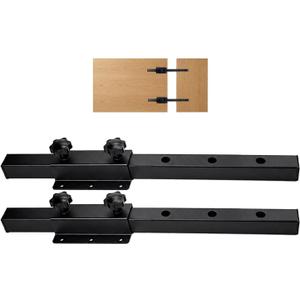 Heavy Duty Table Extension Brackets (Set of 2), 15" Steel Support Rails for DIY Dining Table Leaf, Matte Black Steel Hardware for Extending Solid Wood Dining Tables