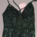 Women's V Neck Spaghetti Straps Sequin Sparkly Glitter Irregular Hem Prom Dress Backless Maxi Evening Gowns M