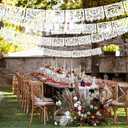 Papel Picado Banner Garland, Mexican Party Decorations for Day of The Dead, Indoor Outdoor Hanging Decor (White Light Brown)