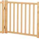 YOCAN Freestanding Wooden Dog Gate - Foldable Pet Gate for Indoor Use, Doorways, Stairs, Halls, and House - Durable Dog Fence for Pets-3 Panel 16.9"