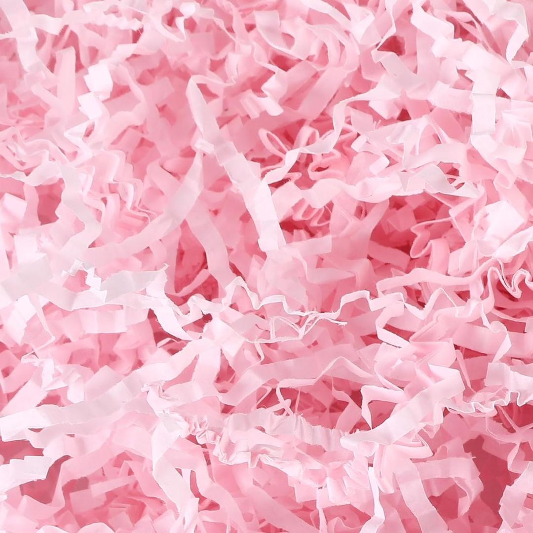 Cgzwxjin Light Pink Crinkle Cut Paper Shred Filler (1/2 LB)Crinkle Paper for Gift Box, Shredded Paper Filler, Gift Basket Filler,Gift Wrapping (8oz)