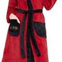 Harry Potter Womens Fleece Robe with Hood, Pockets, Tie Waist - Gifts for Her M