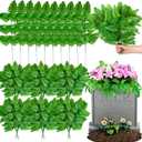 Yunlly 100 Pack Artificial Silk Light Green Fern Cemetery Flowers Leaf Picks Fake Greenery Stems Fern Leaves for Cemetery Grave Headstone Floral Arranging Crafting Decoration