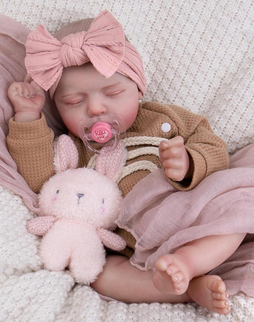 Aori 20 Inch Reborn Baby Doll - Hyper Realistic Lifelike Newborn Sleeping Girl with Rainbow Outfit, Soft Weighted Body Baby Doll for Girls Age 3 for Christmas, Birthday